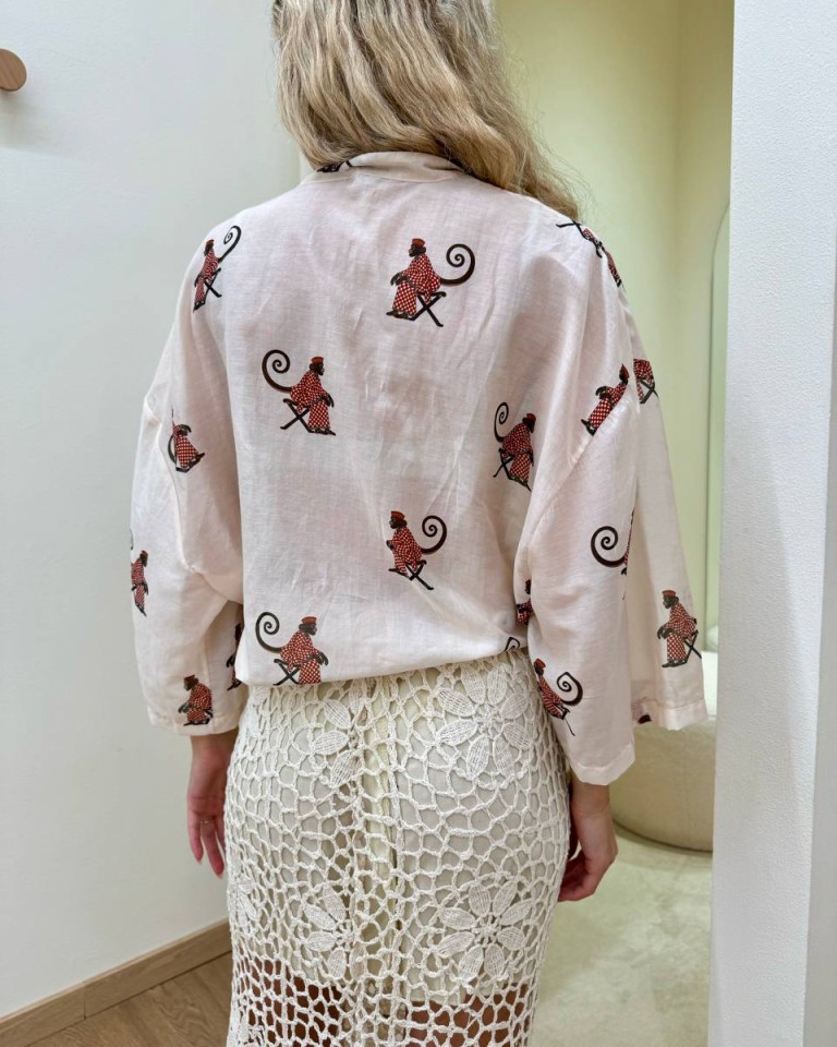 Camicia misto seta fantasia scimmie Tensione In Shop Online Camicia misto seta fantasia scimmie Tensione In