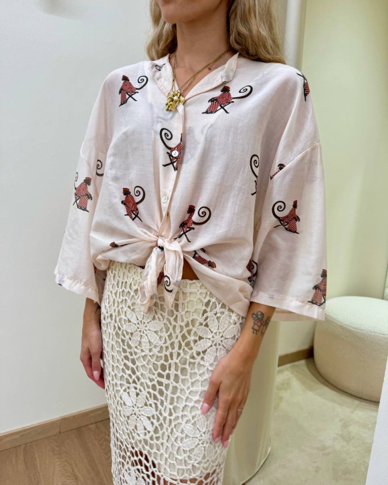 Camicia misto seta fantasia scimmie Tensione In Shop Online Camicia misto seta fantasia scimmie Tensione In