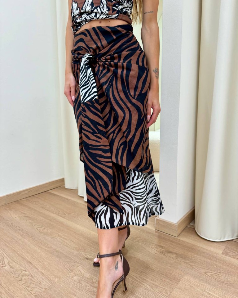 Completo gonna e top fantasia floreale e animalier Vicolo Shop Online Completo gonna e top fantasia floreale e animalier Vicolo