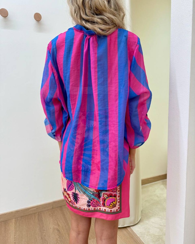 Camicia coreana righe blu e fucsia HaveOne Shop Online Camicia coreana righe blu e fucsia HaveOne