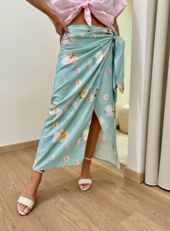 Shop Online Gonna pareo lunga peonie verde acqua Tensione In