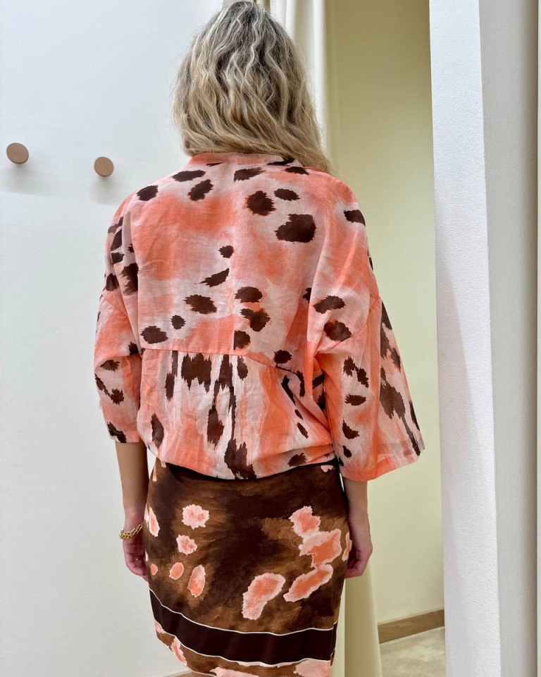 Camicia mussola maculata rosa e moro Tensione In Shop Online Camicia mussola maculata rosa e moro Tensione In
