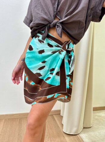 Shop Online Gonna pareo corta maculata azzurra e moro Tensione In