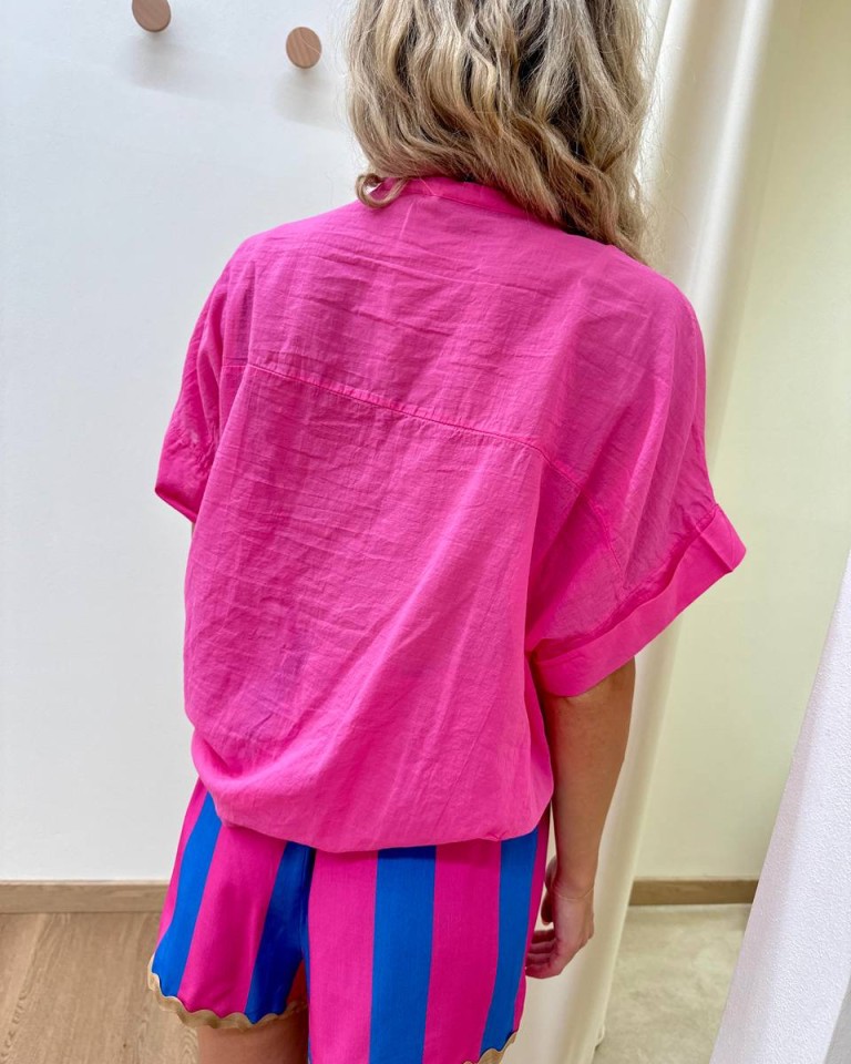 Camicia nodo manica corta fucsia Tensione In Shop Online Camicia nodo manica corta fucsia Tensione In