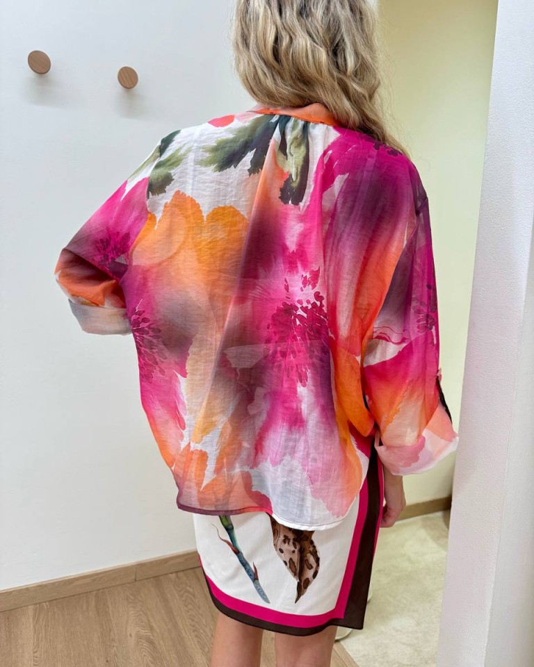 Camicia coreana floreale moro fucsia e arancio HaveOne Shop Online Camicia coreana floreale moro fucsia e arancio HaveOne