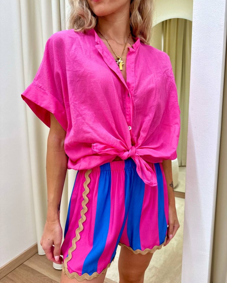 Camicia nodo manica corta fucsia Tensione In Shop Online Camicia nodo manica corta fucsia Tensione In