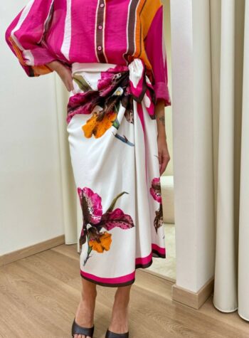 Shop Online Gonna pareo lunga fiore moro e fucsia HaveOne