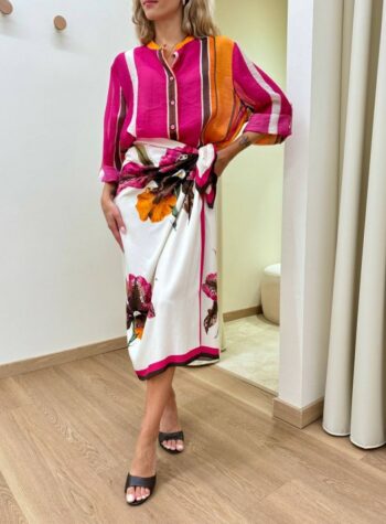 Shop Online Camicia coreana righe moro, fucsia e arancio HaveOne