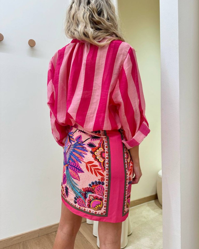 Camicia coreana righe fucsia chiaro e scuro HaveOne Shop Online Camicia coreana righe fucsia chiaro e scuro HaveOne