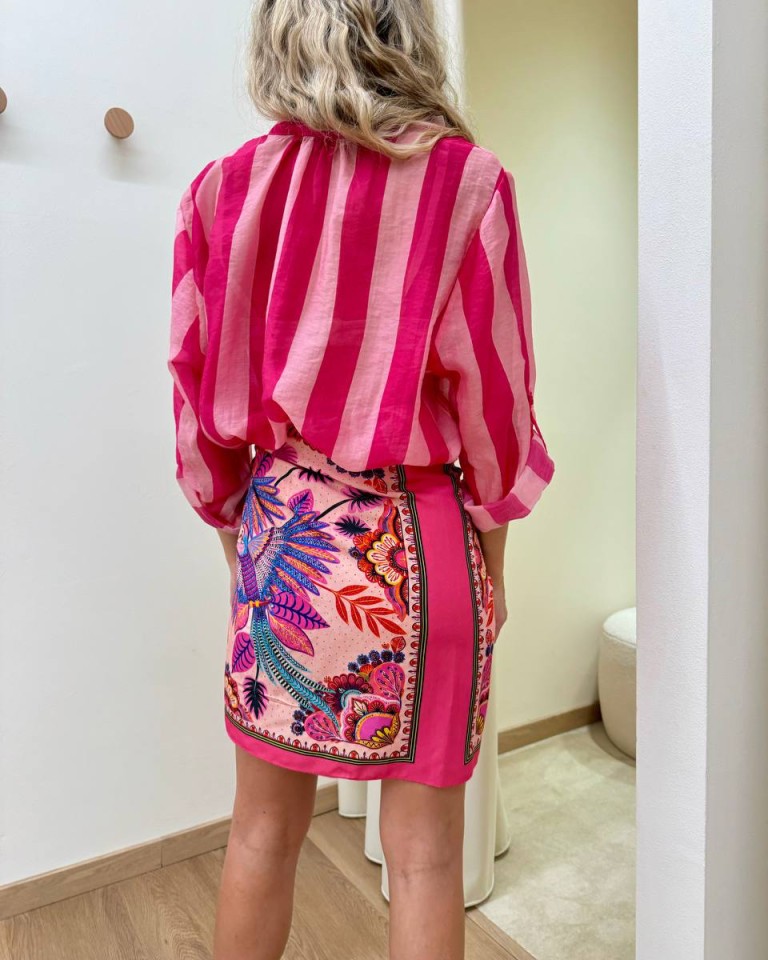 Camicia coreana righe fucsia chiaro e scuro HaveOne Shop Online Camicia coreana righe fucsia chiaro e scuro HaveOne