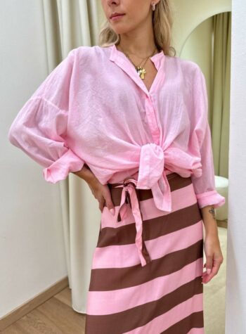 Shop Online Camicia over lunga nodo rosa Tensione In
