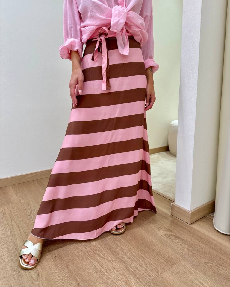 Gonna portafoglio righe rosa e moro Tensione In Shop Online Gonna portafoglio righe rosa e moro Tensione In