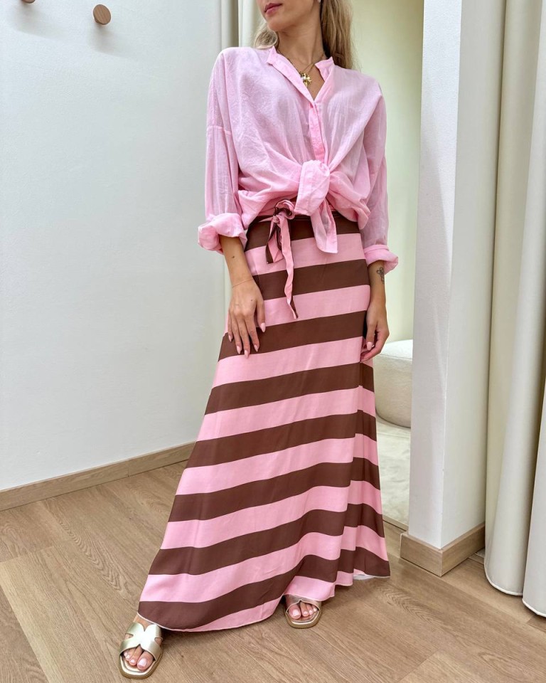 Camicia over lunga nodo rosa Tensione In Shop Online Camicia over lunga nodo rosa Tensione In
