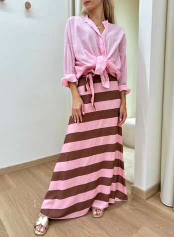 Shop Online Gonna portafoglio righe rosa e moro Tensione In
