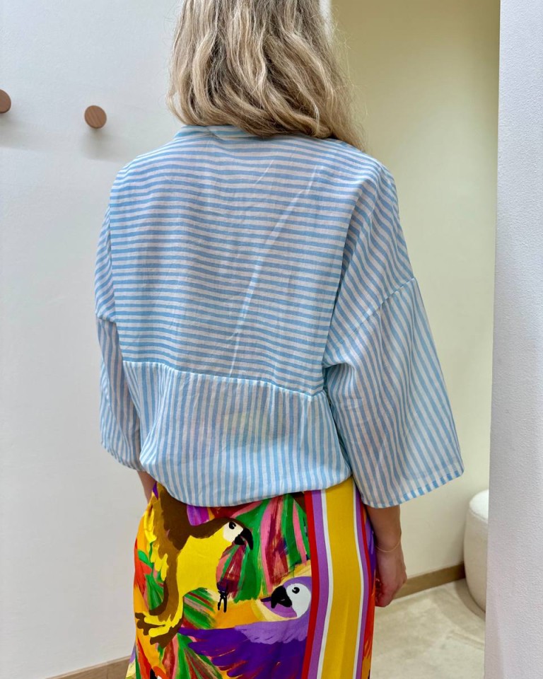Camicia mussola a righe panna e celesti Tensione In Shop Online Camicia mussola a righe panna e celesti Tensione In