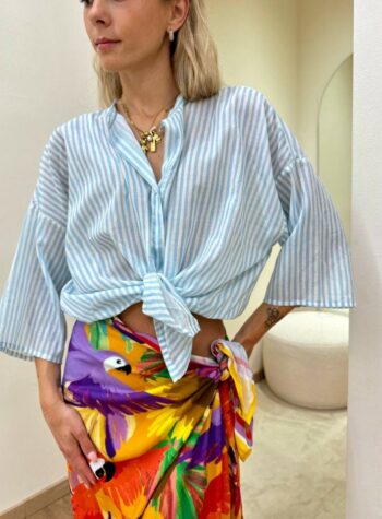 Shop Online Camicia mussola a righe panna e celesti Tensione In