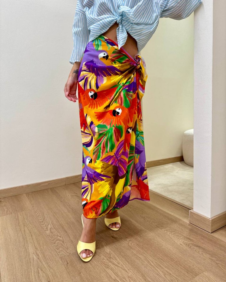 Gonna pareo lunga pappagalli multicolor Tensione In Shop Online Gonna pareo lunga pappagalli multicolor Tensione In