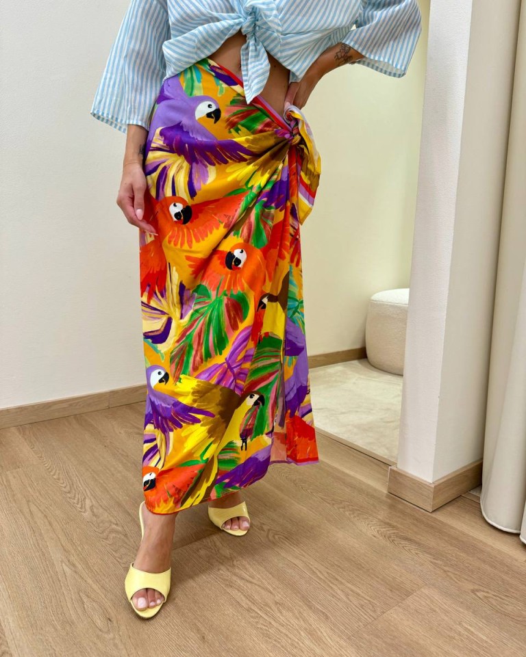 Gonna pareo lunga pappagalli multicolor Tensione In Shop Online Gonna pareo lunga pappagalli multicolor Tensione In