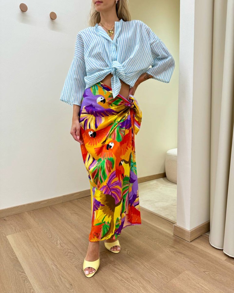 Gonna pareo lunga pappagalli multicolor Tensione In Shop Online Gonna pareo lunga pappagalli multicolor Tensione In