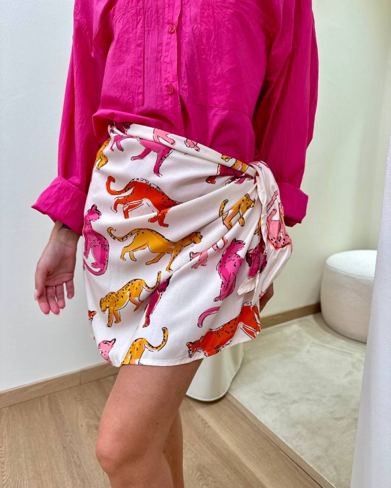 Gonna pareo corta leopardi fucsia e arancio Tensione In Shop Online Gonna pareo corta leopardi fucsia e arancio Tensione In
