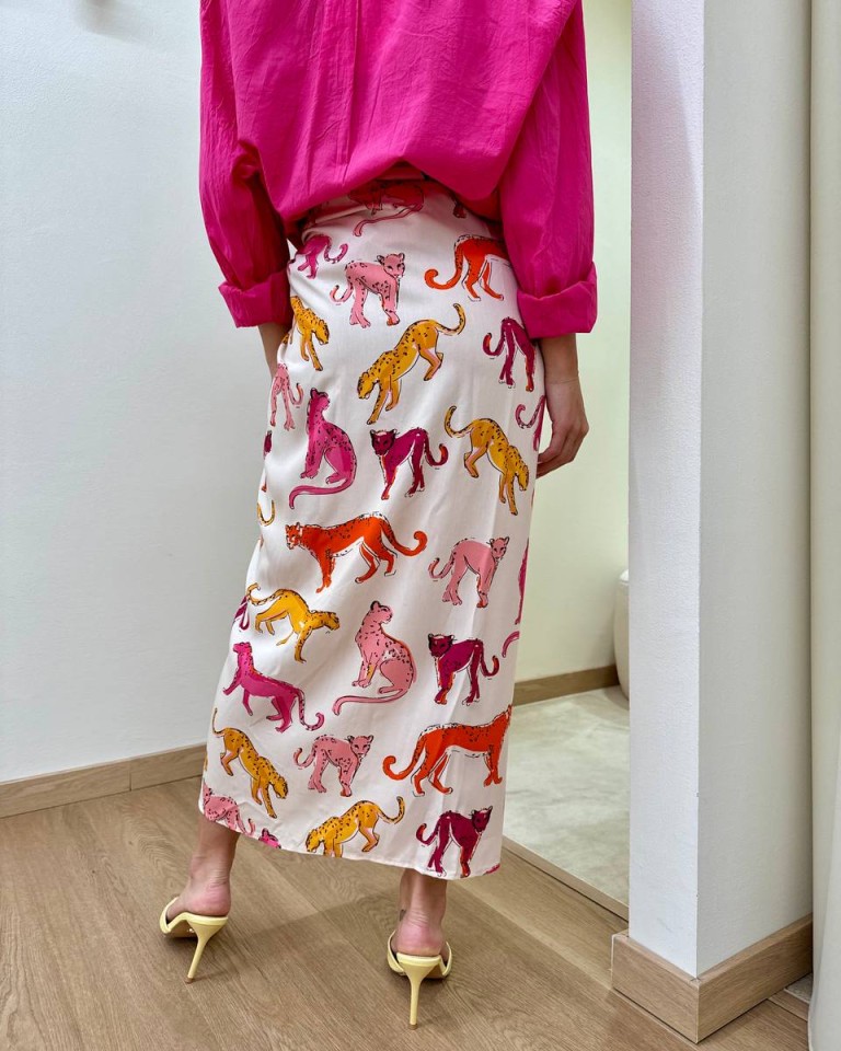 Gonna pareo lunga leopardi fucsia e arancio Tensione In Shop Online Gonna pareo lunga leopardi fucsia e arancio Tensione In