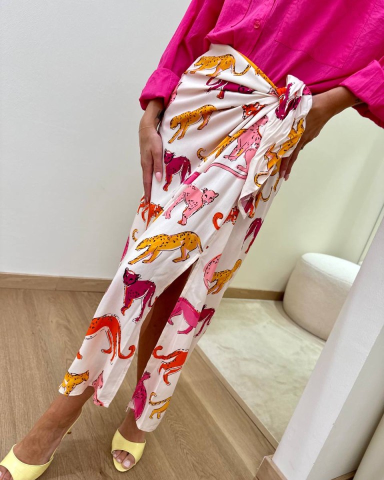 Gonna pareo lunga leopardi fucsia e arancio Tensione In Shop Online Gonna pareo lunga leopardi fucsia e arancio Tensione In