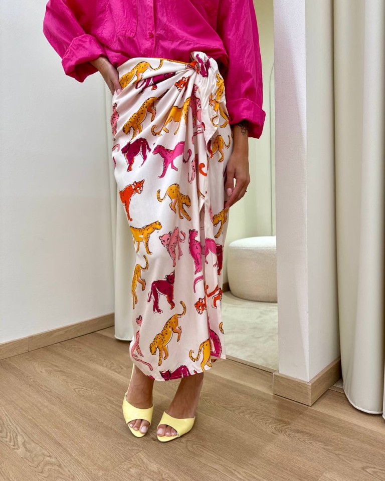 Gonna pareo lunga leopardi fucsia e arancio Tensione In Shop Online Gonna pareo lunga leopardi fucsia e arancio Tensione In