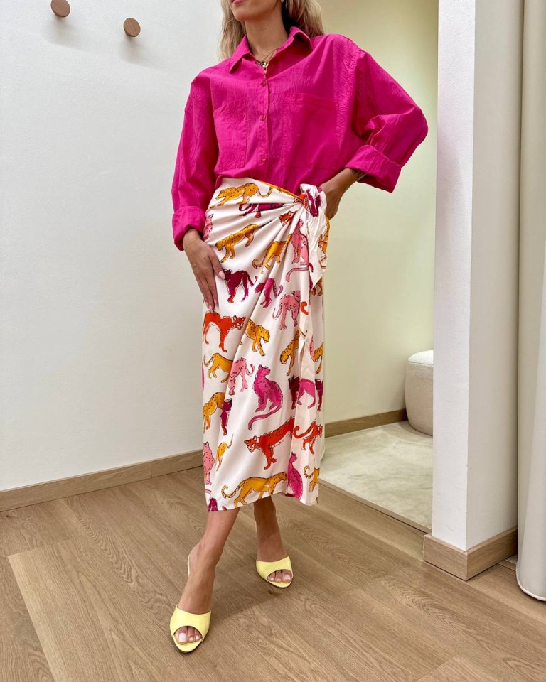 Gonna pareo lunga leopardi fucsia e arancio Tensione In Shop Online Gonna pareo lunga leopardi fucsia e arancio Tensione In