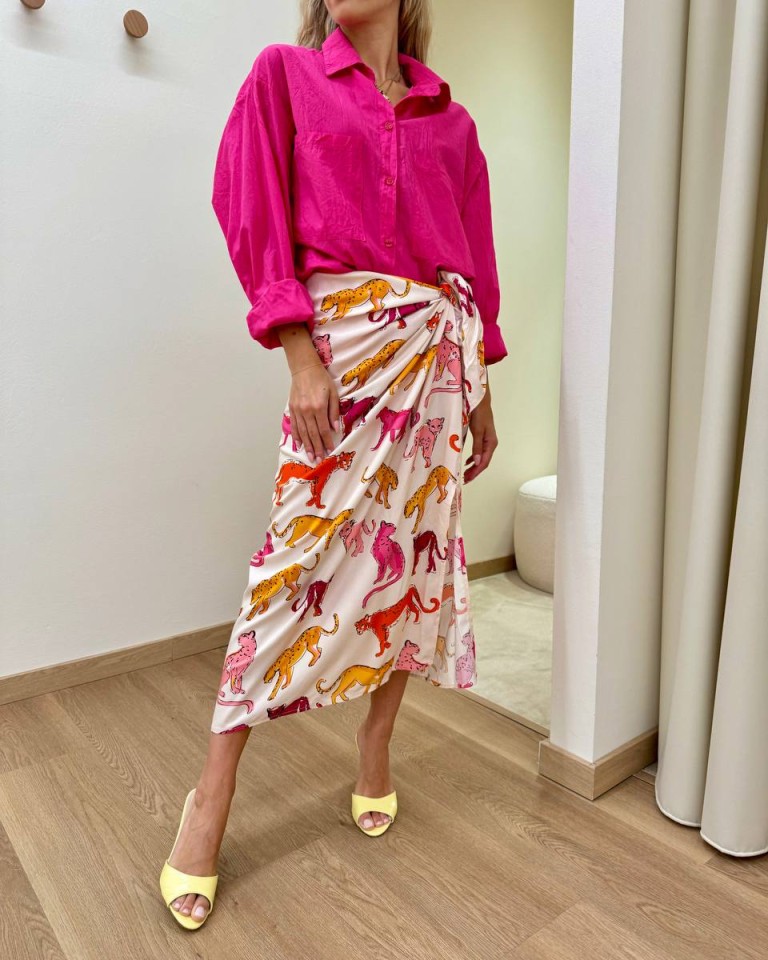 Gonna pareo lunga leopardi fucsia e arancio Tensione In Shop Online Gonna pareo lunga leopardi fucsia e arancio Tensione In