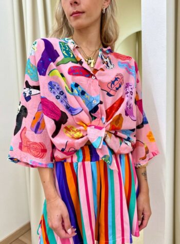 Shop Online Camicia mussola fantasia texani multicolor Tensione In