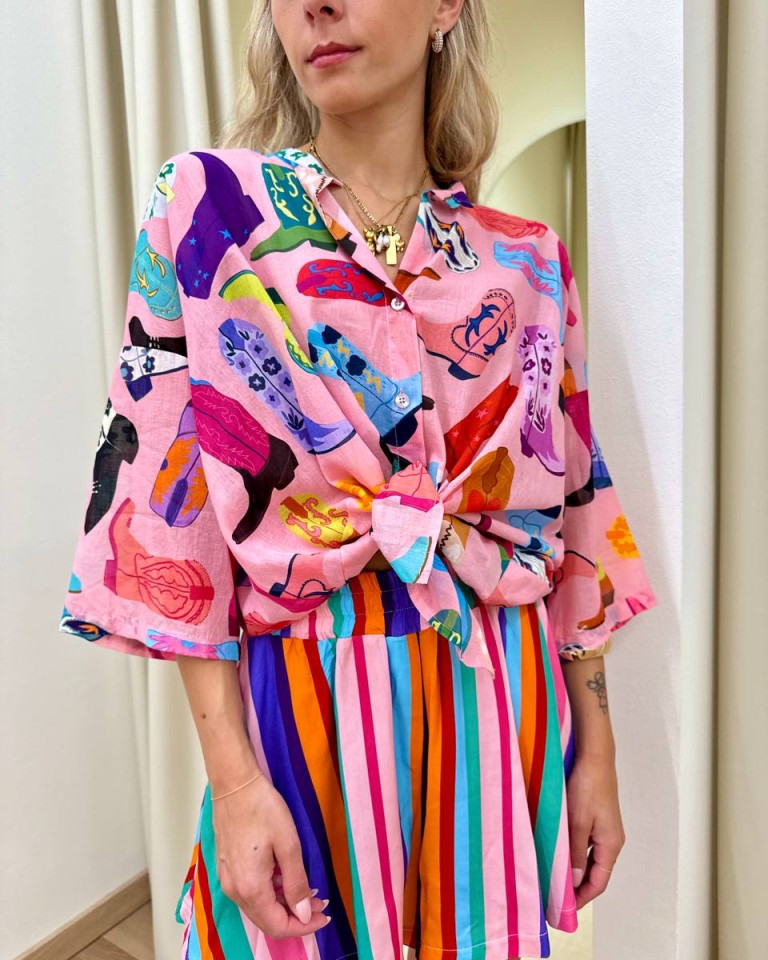 Camicia mussola fantasia texani multicolor Tensione In Shop Online Camicia mussola fantasia texani multicolor Tensione In