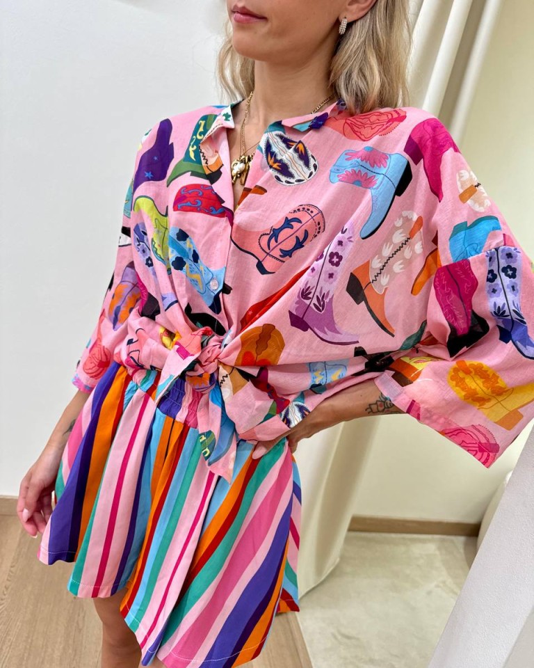 Camicia mussola fantasia texani multicolor Tensione In Shop Online Camicia mussola fantasia texani multicolor Tensione In