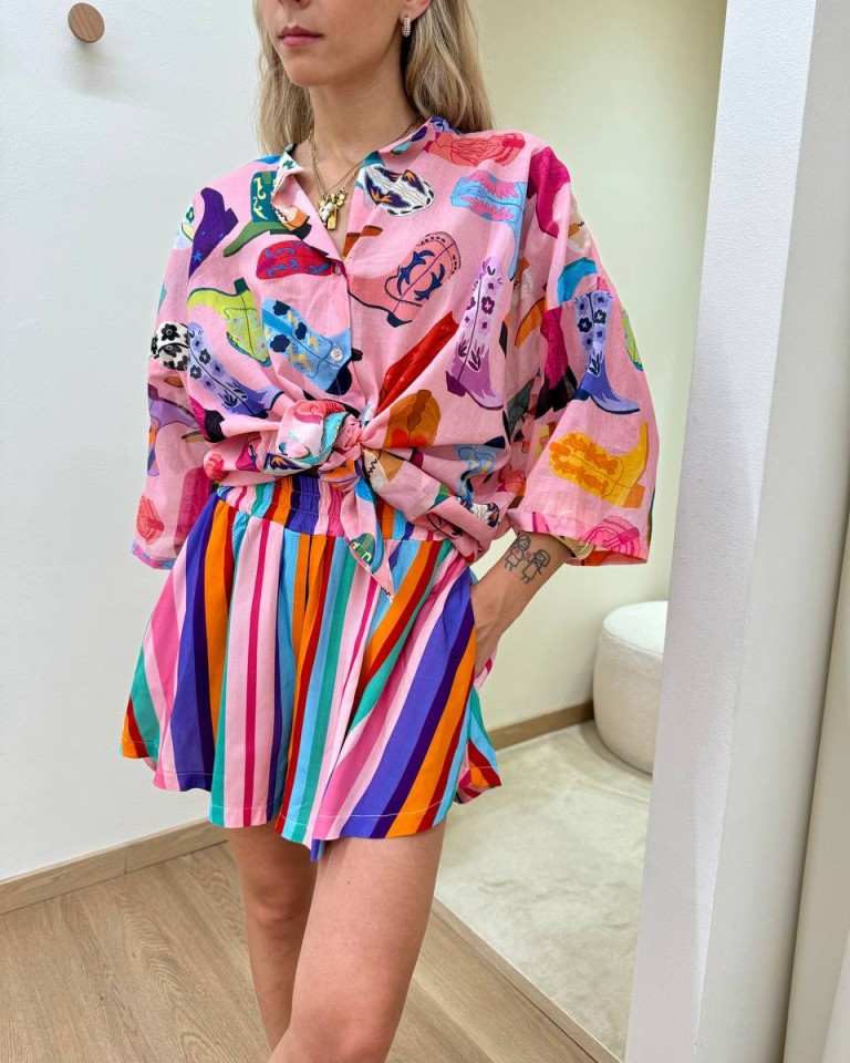 Camicia mussola fantasia texani multicolor Tensione In Shop Online Camicia mussola fantasia texani multicolor Tensione In