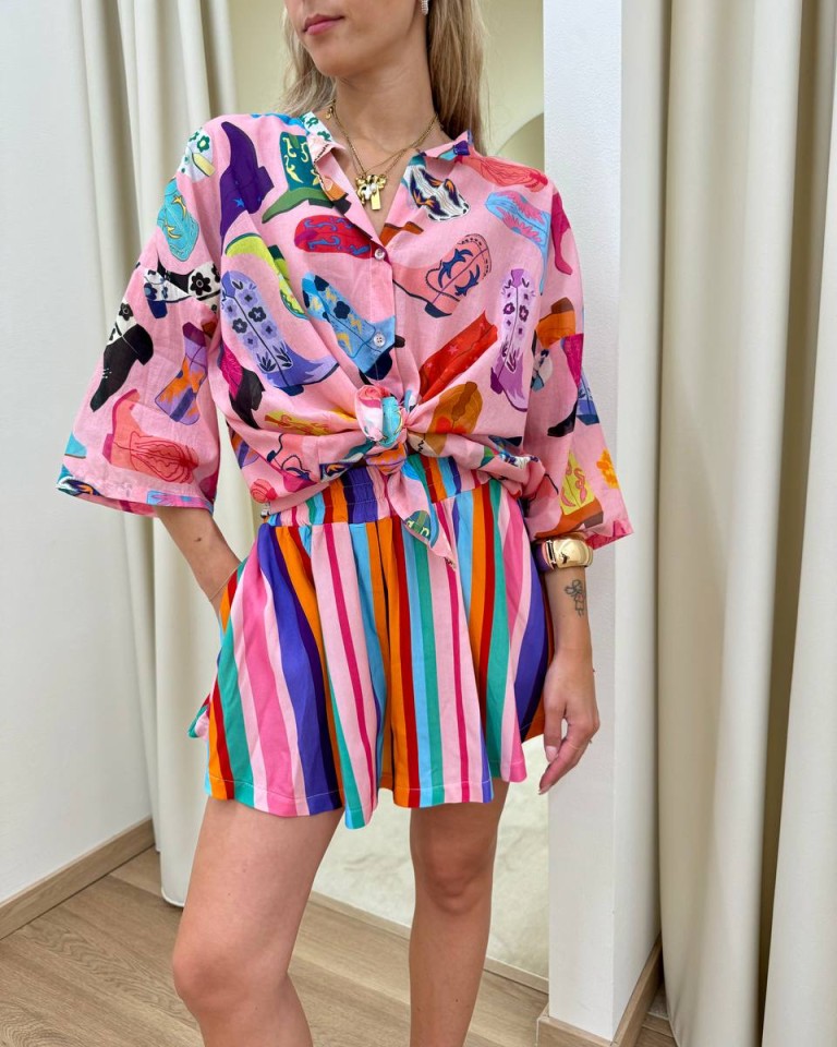 Camicia mussola fantasia texani multicolor Tensione In Shop Online Camicia mussola fantasia texani multicolor Tensione In