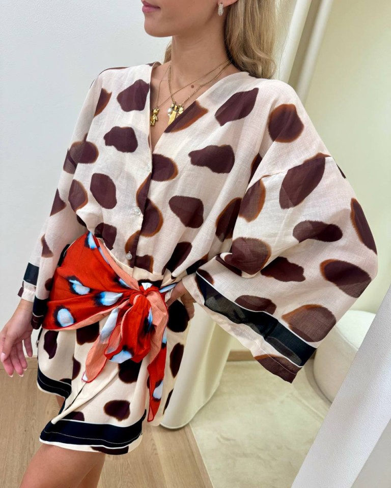 Vestito pois effetto foulard in vita multicolor Tensione In Shop Online Vestito pois effetto foulard in vita multicolor Tensione In
