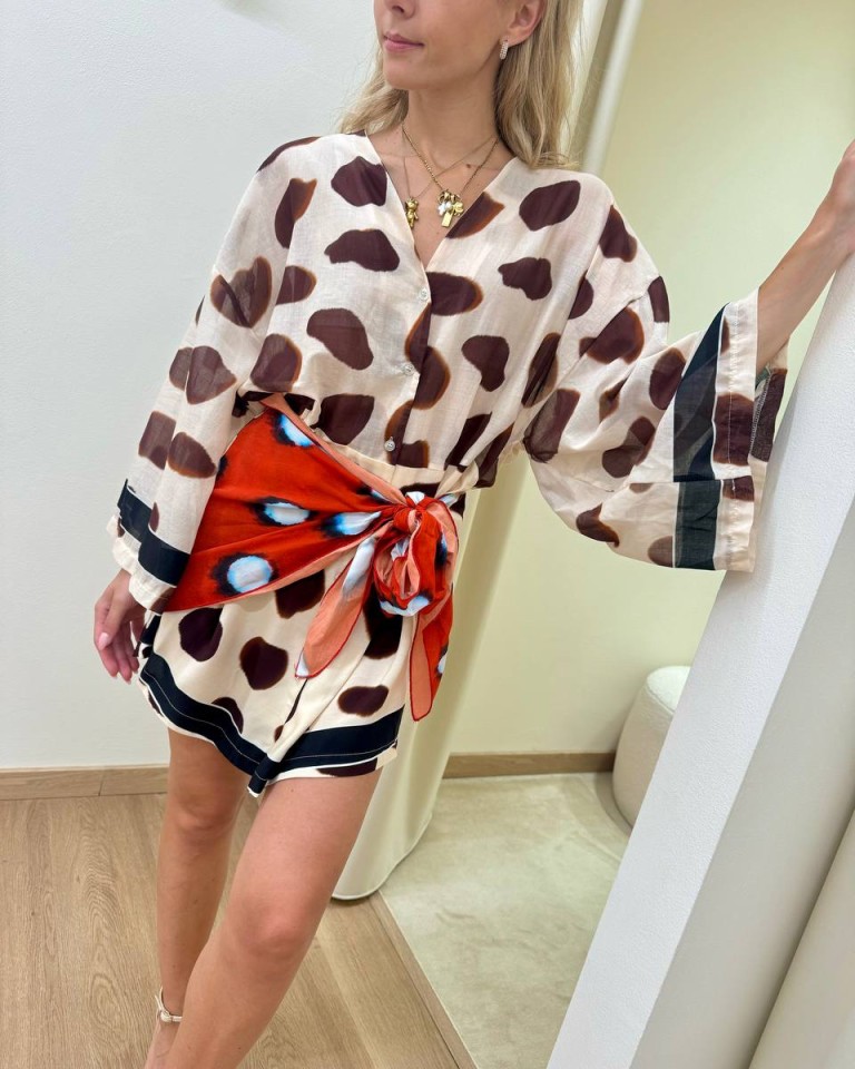 Vestito pois effetto foulard in vita multicolor Tensione In Shop Online Vestito pois effetto foulard in vita multicolor Tensione In