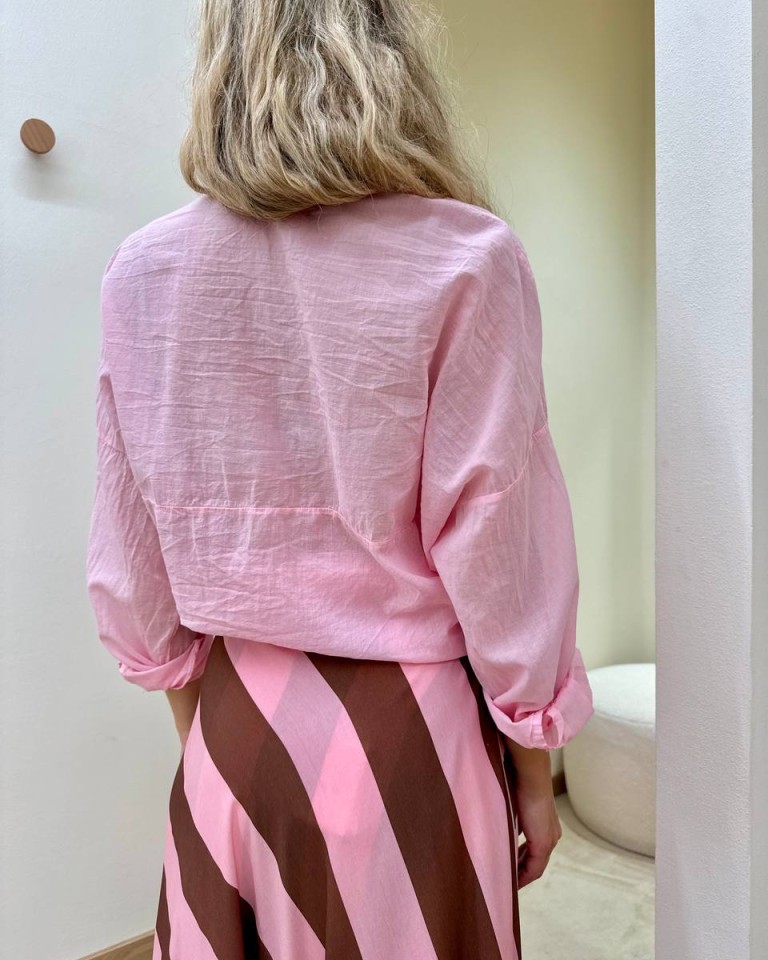 Camicia over lunga nodo rosa Tensione In Shop Online Camicia over lunga nodo rosa Tensione In