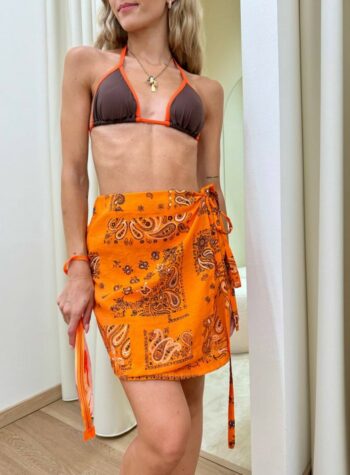 Shop Online Sunrise Set bikini e gonna pareo arancio Vicolo