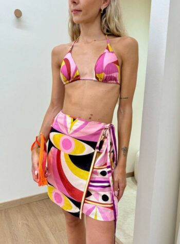 Shop Online Set bikini e gonna pareo multicolor rosa Vicolo