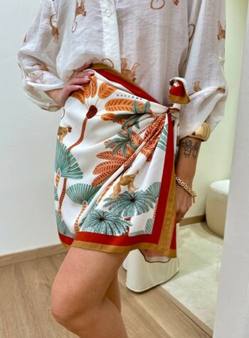 Shop Online Gonna pareo corta fantasia palme e scimmie tabacco HaveOne