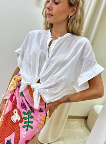 Shop Online Camicia nodo manica corta panna Tensione In