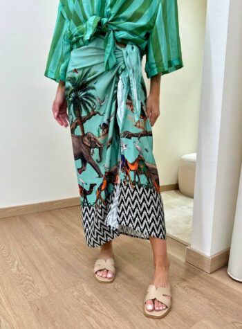 Shop Online Gonna pareo lunga elefanti e cammelli turchese Tensione In
