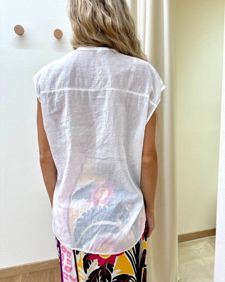 Camicia coreana smanicata panna Tensione In Shop Online Camicia coreana smanicata panna Tensione In