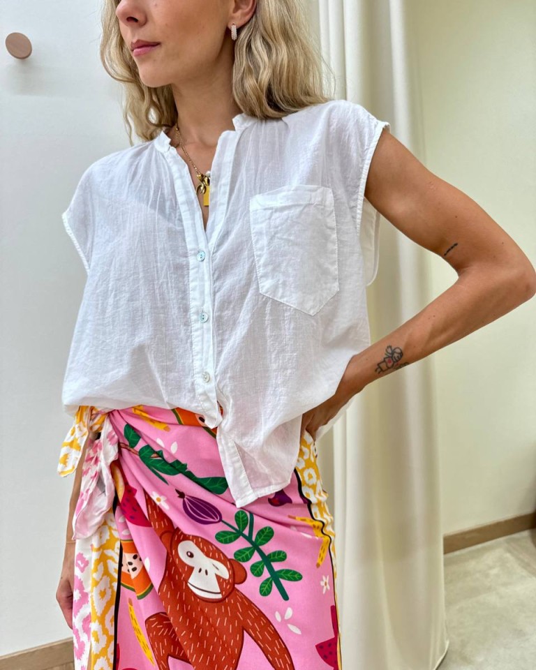 Camicia coreana smanicata panna Tensione In Shop Online Camicia coreana smanicata panna Tensione In