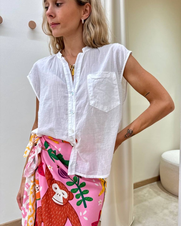 Camicia coreana smanicata panna Tensione In Shop Online Camicia coreana smanicata panna Tensione In