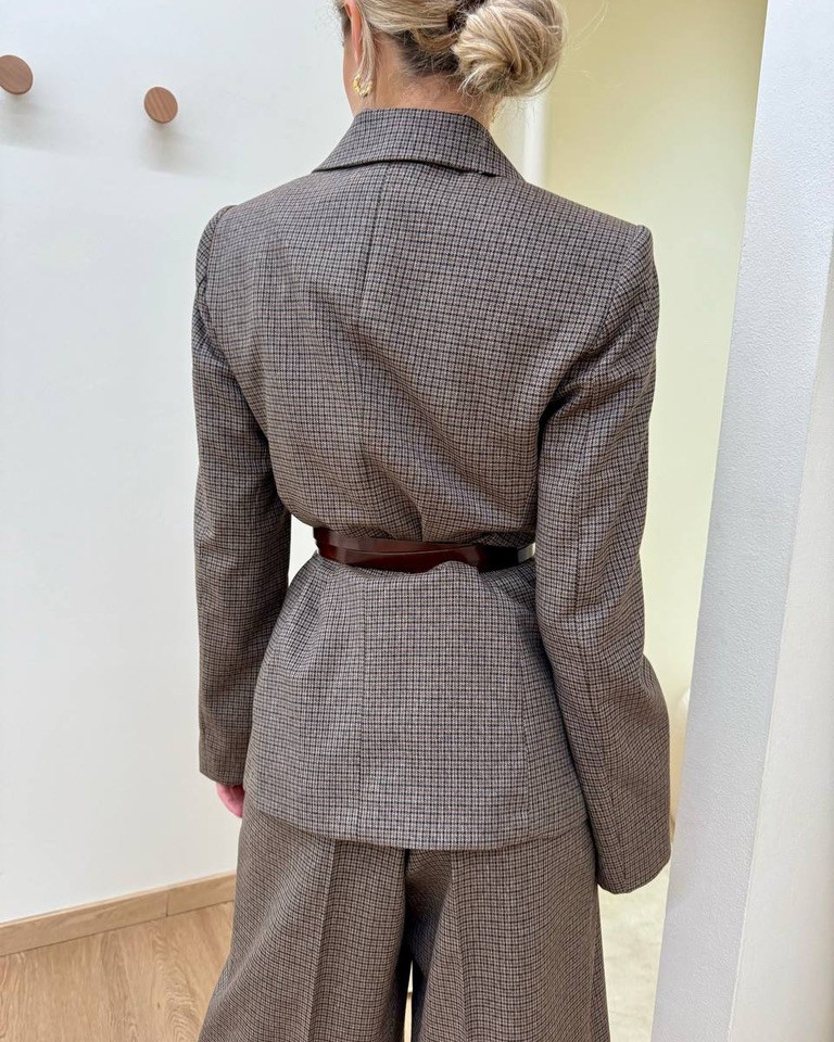 Giacca dritta in galles con cintura Kontatto Shop Online Giacca dritta in galles con cintura Kontatto