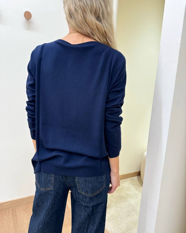 Maglia scatoletta spacchetti laterali blu navy Kontatto Shop Online Maglia scatoletta spacchetti laterali blu navy Kontatto