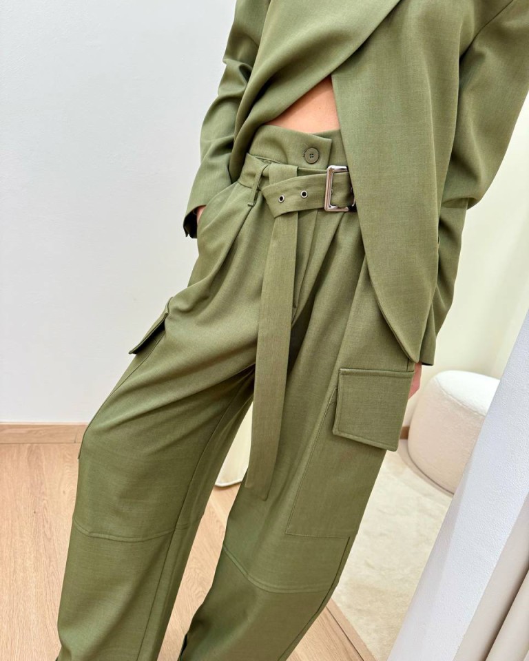 Pantalone balloon con tasconi verde militare HaveOne Shop Online Pantalone balloon con tasconi verde militare HaveOne