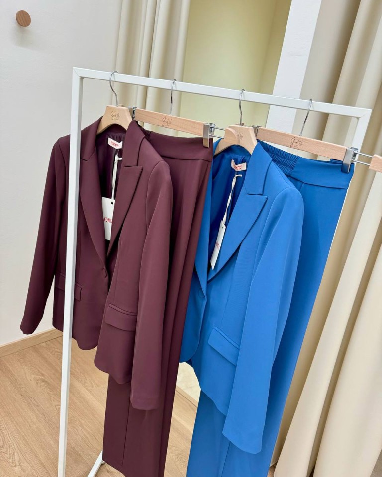 Completo morbido giacca e pantalone indaco Kontatto Shop Online Completo morbido giacca e pantalone indaco Kontatto
