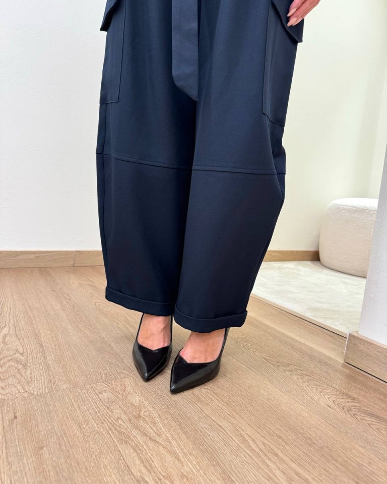 Pantalone balloon con tasconi blu scuro HaveOne Shop Online Pantalone balloon con tasconi blu scuro HaveOne